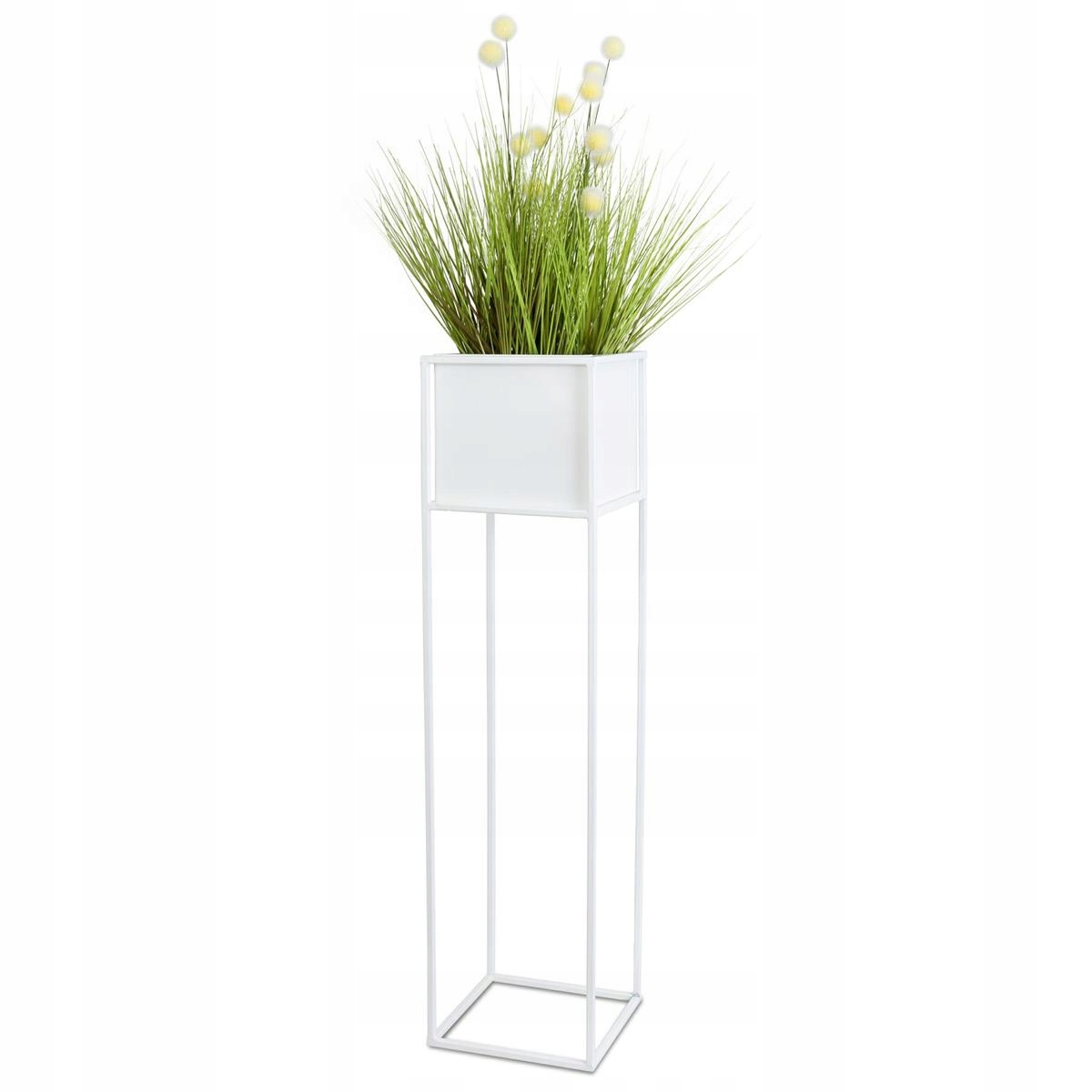 Nowoczesny kwietnik stojak biały 90cm loft stojący