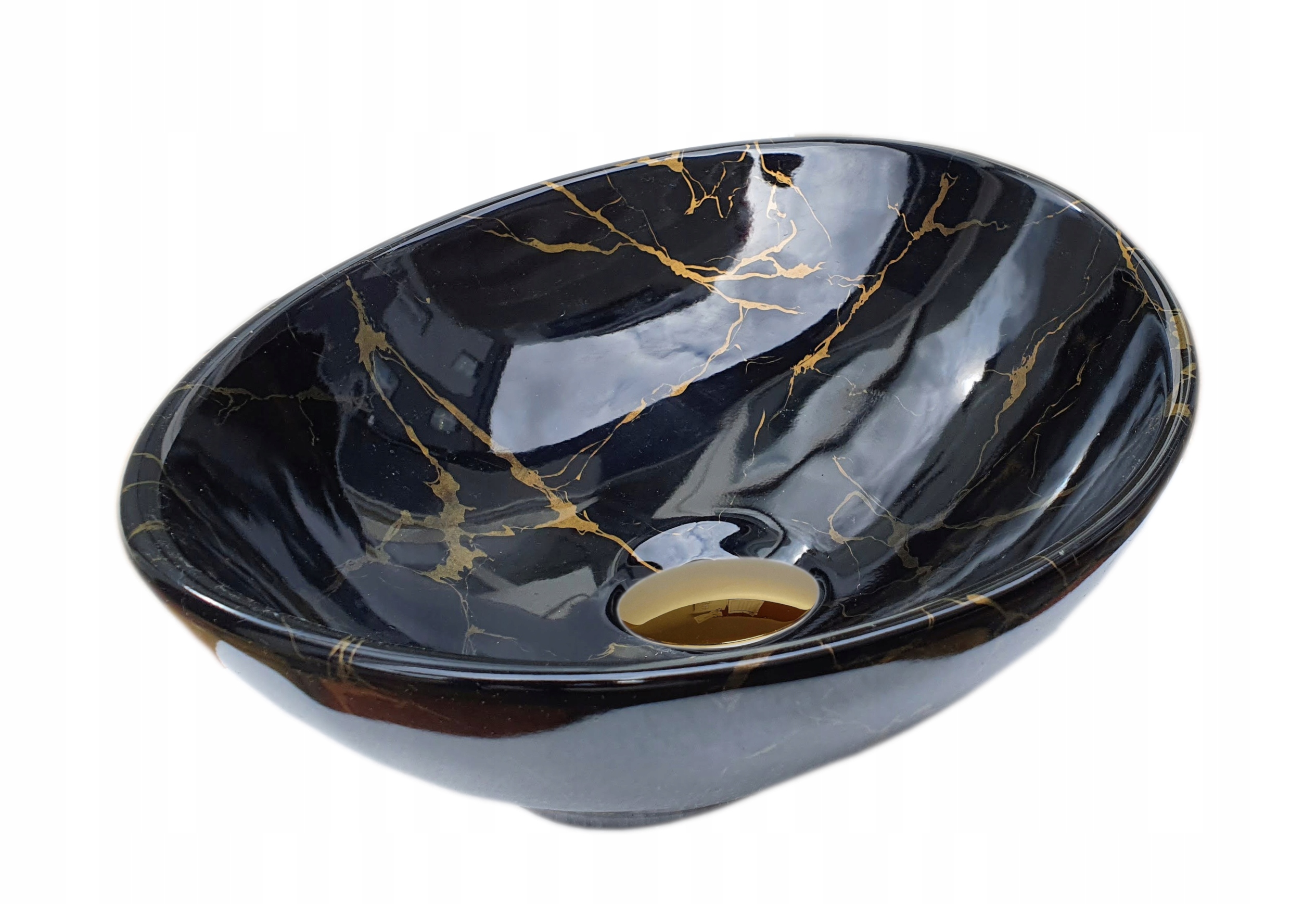 UMYWALKA 40x33x14.5 NABLATOWA MARMUR CZARNA ZŁOTA ŻYŁKI STAWIANA NA BLACIE Kod producenta UM003