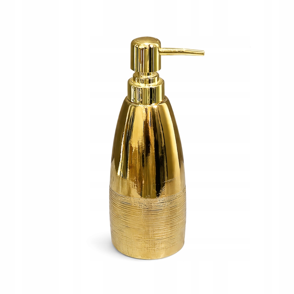 Dozownik do mydła płynu Blink 350 ml ceramiczny złoty wysoki łazienkowy
