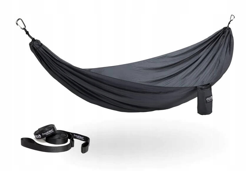 Turistická hojdacia sieť s odpružením TravelNest Hammock & Straps Combo charcoal