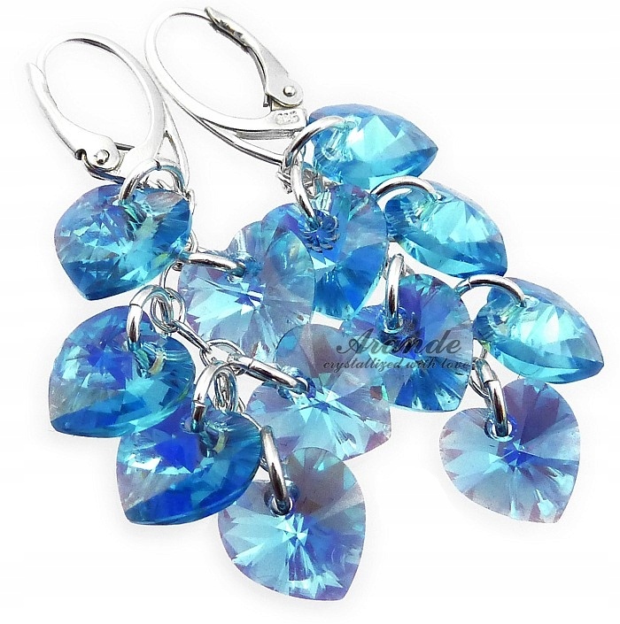 Křišťálové dlouhé Náušnice Aqua Stříbro Arande