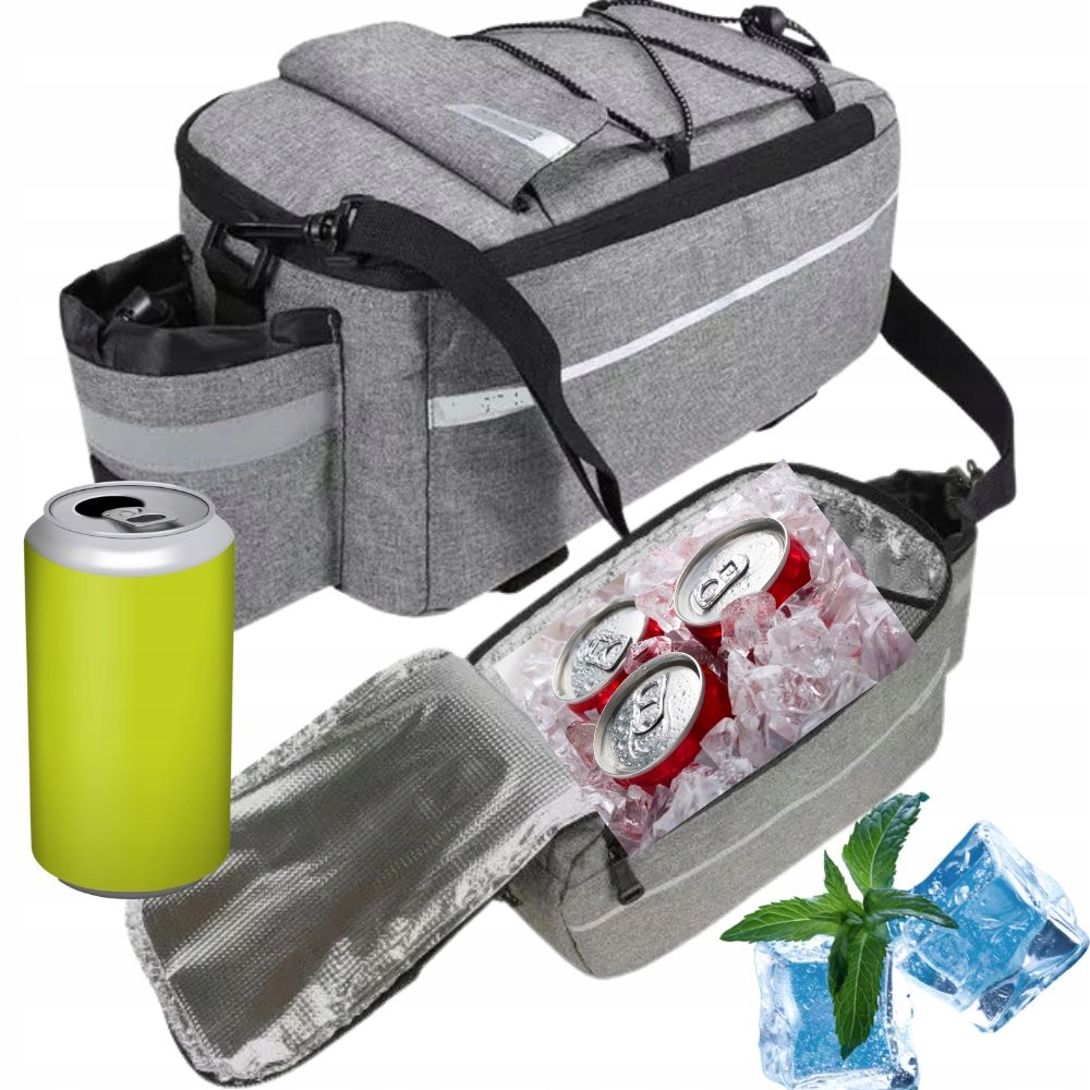 Sakwa rowerowa tylna termiczna Torba na bagażnik rowerowy 9l plus dzwonek Waga 344 g