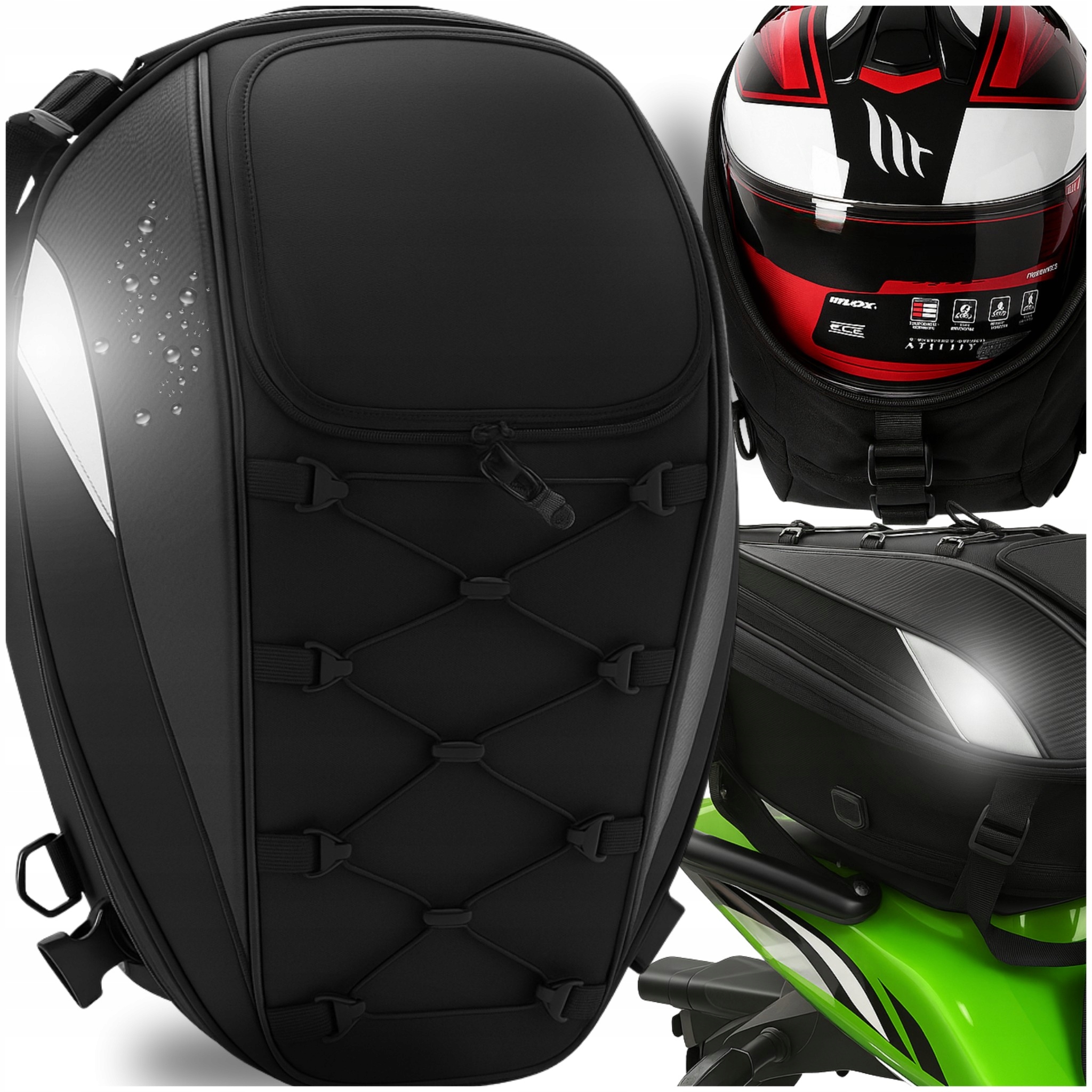 Batoh Voděodolný Na Motor Nosič Brašna Na Helmu Sedadlo Kufr Držák