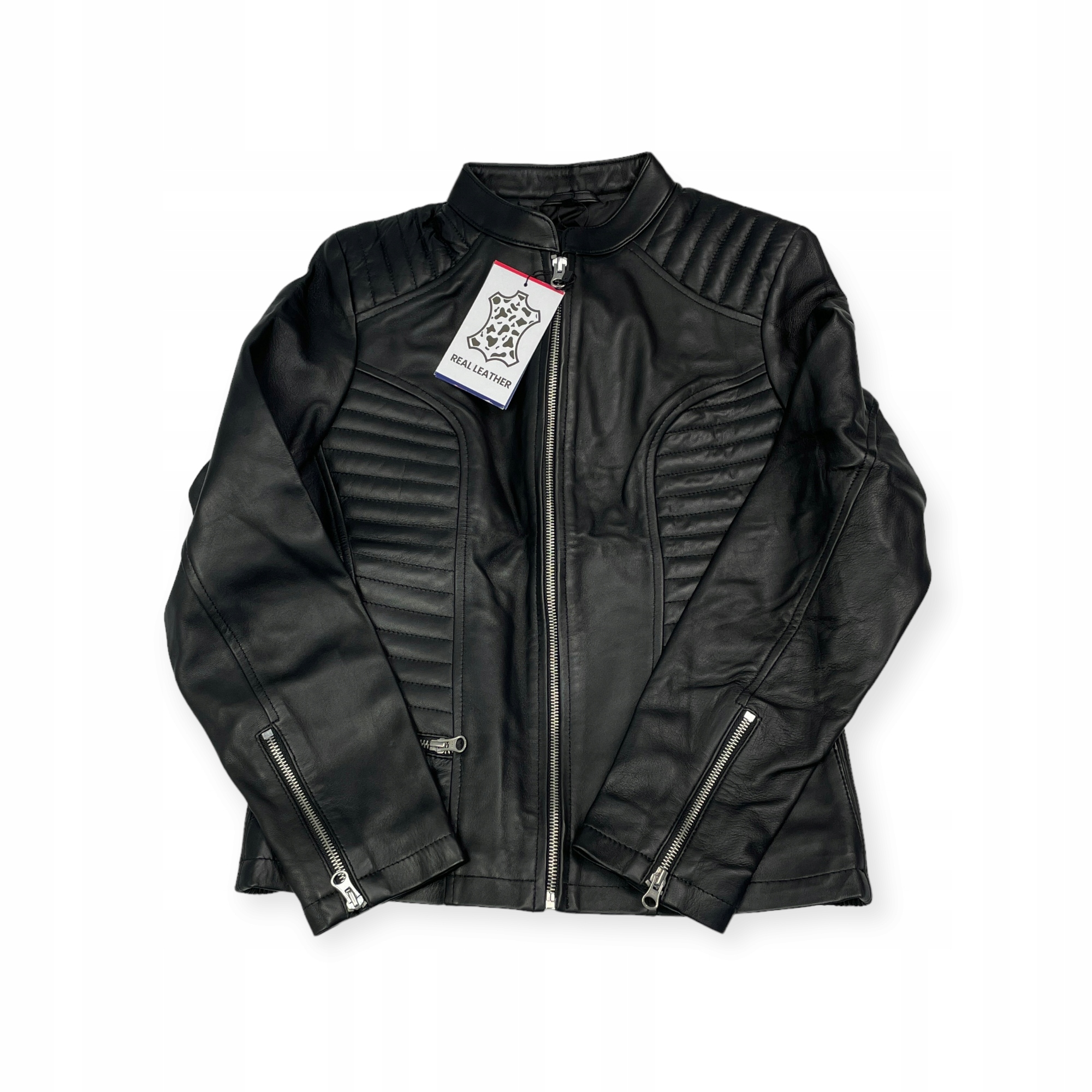 Dámská černá kožená bunda Real Leather S