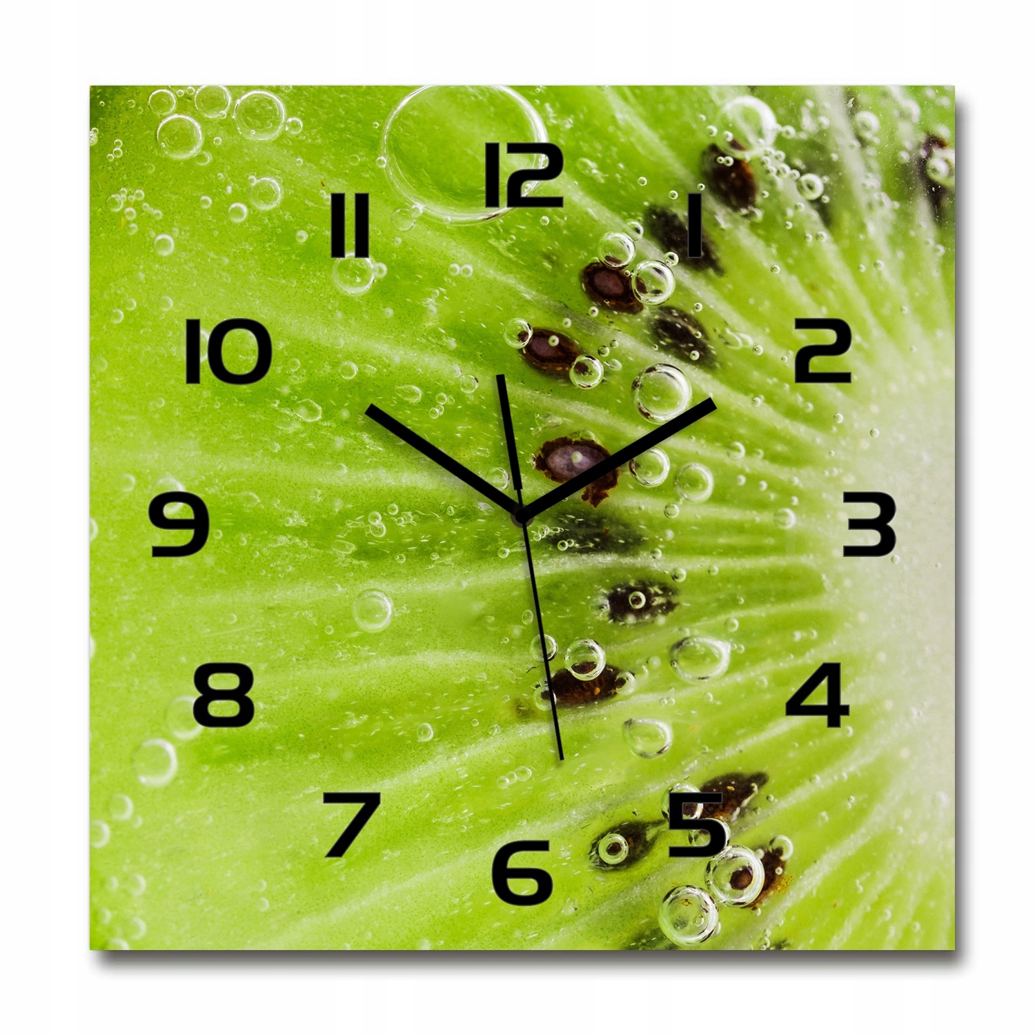

Duży szklany zegar, cichy mechanizm Kiwi 60x60 cm