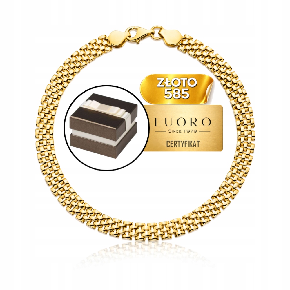 Náramek Zlatý 585 14K Klasické Články 20 CM Elegantní Dárek