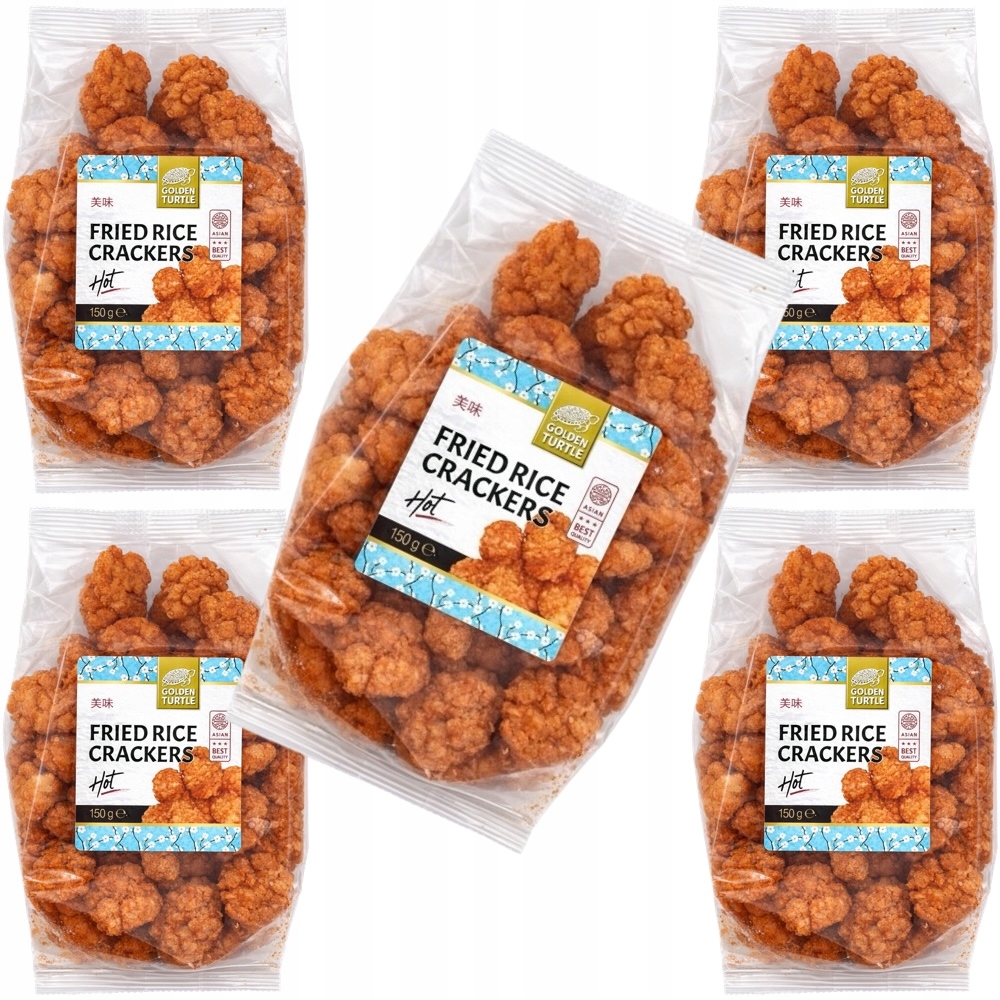Levně 5 x Smažené pikantní Krekry Rýžové Hot Svačinka 150 g Golden Turtle Brand