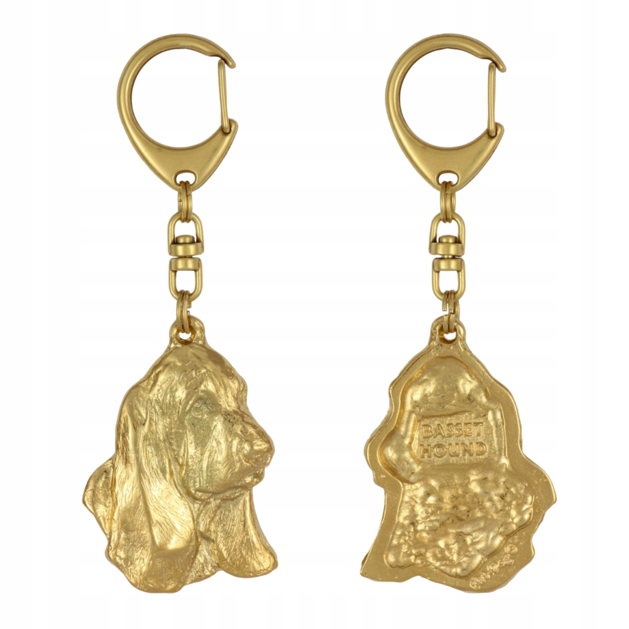 Basset Hound II – pozlacený přívěsek na klíče na klíče se psem, ozdoba kabelky, luxus