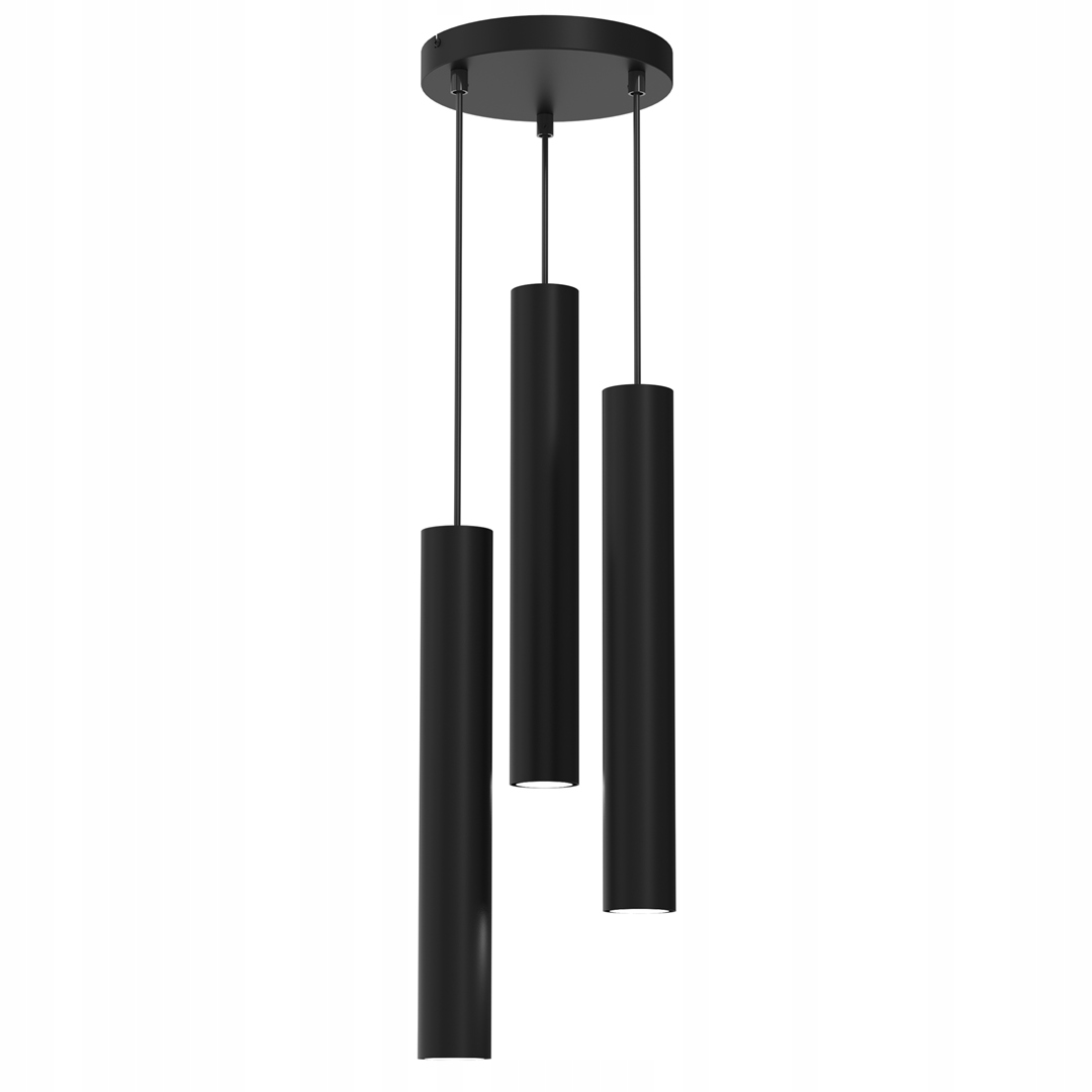 Závesná trojitá bodová lampa, okrúhla, čierna, tuby nad stôl, bar Milagro