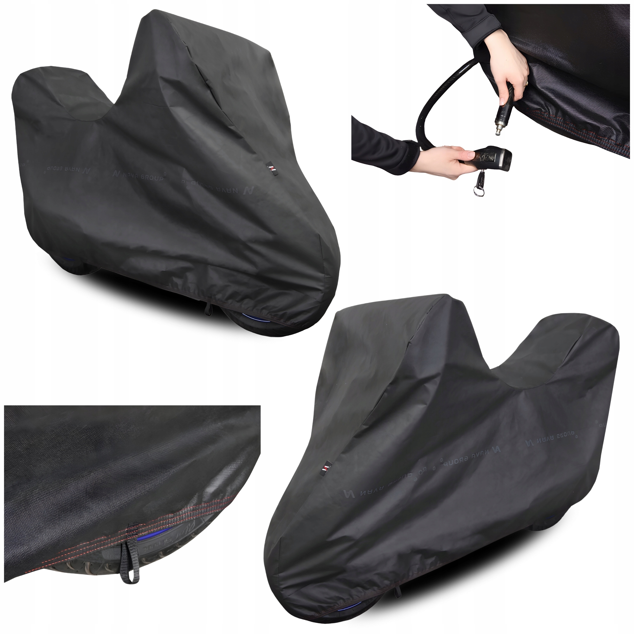 Obal na motocykl s kufrem 2XL 290x135 Plachta Motorová spona Stahovák