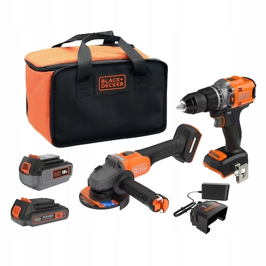 aku vrtačka úhlová bruska Black+Decker BCK24D1M1SB-QW