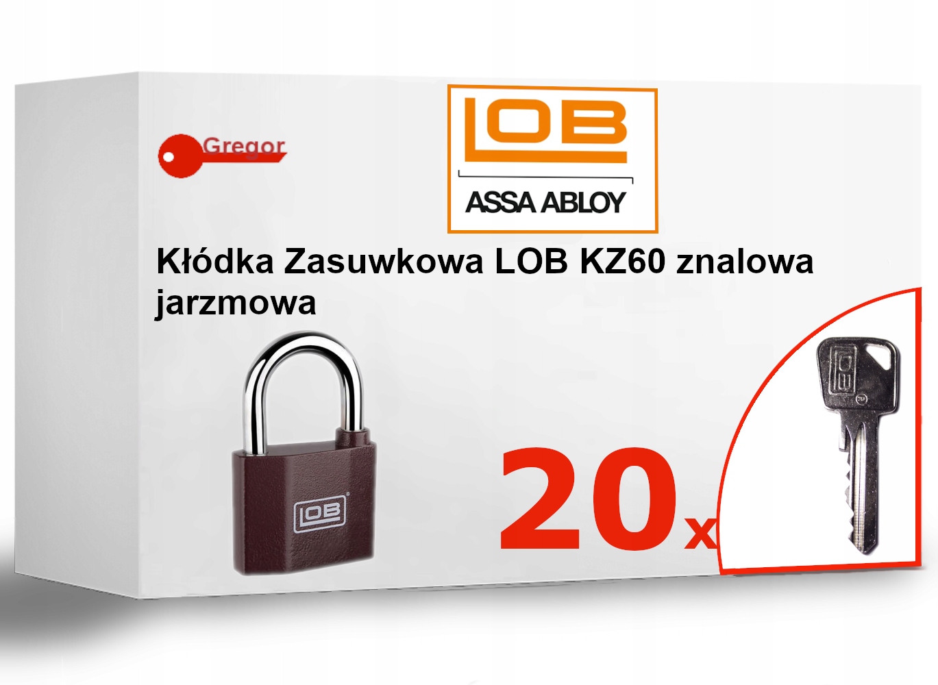 

Kłódka znalowa Lob KZ60 20 kluczy Duży Klucz