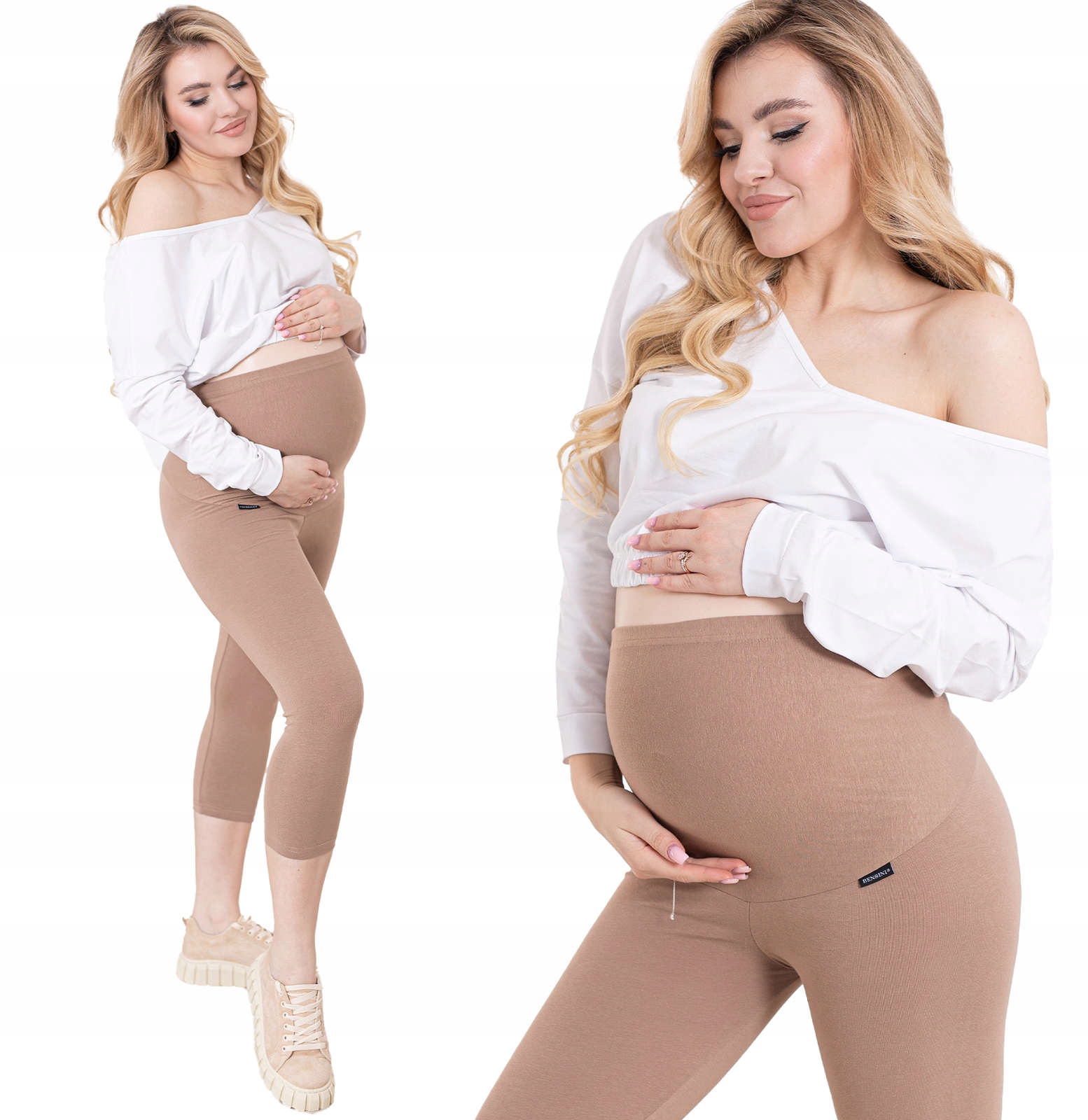 

Legginsy Ciążowe Rybaczki Z Panelem Spodnie M