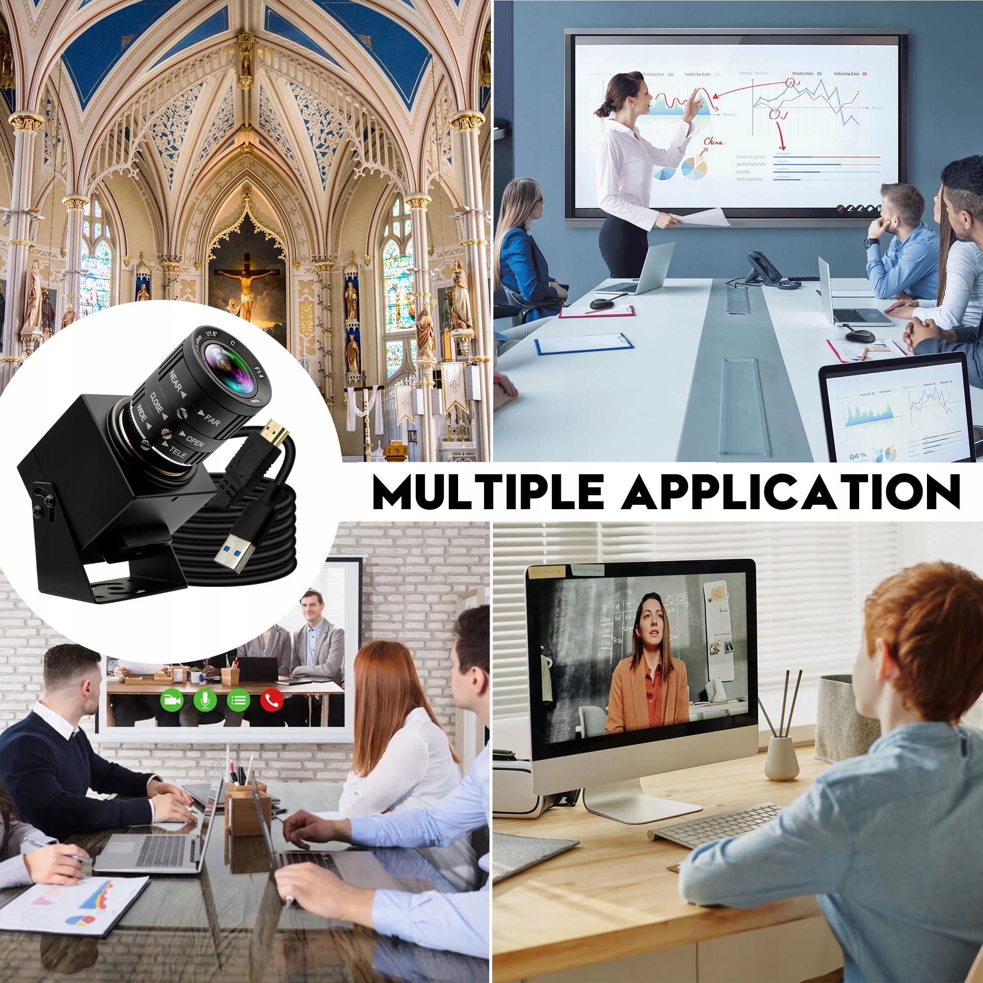 ELP Kamera 4K 60fps USB HDMI Zoom 3x Kamera Do Komputera TV Projektora — miniatura 7