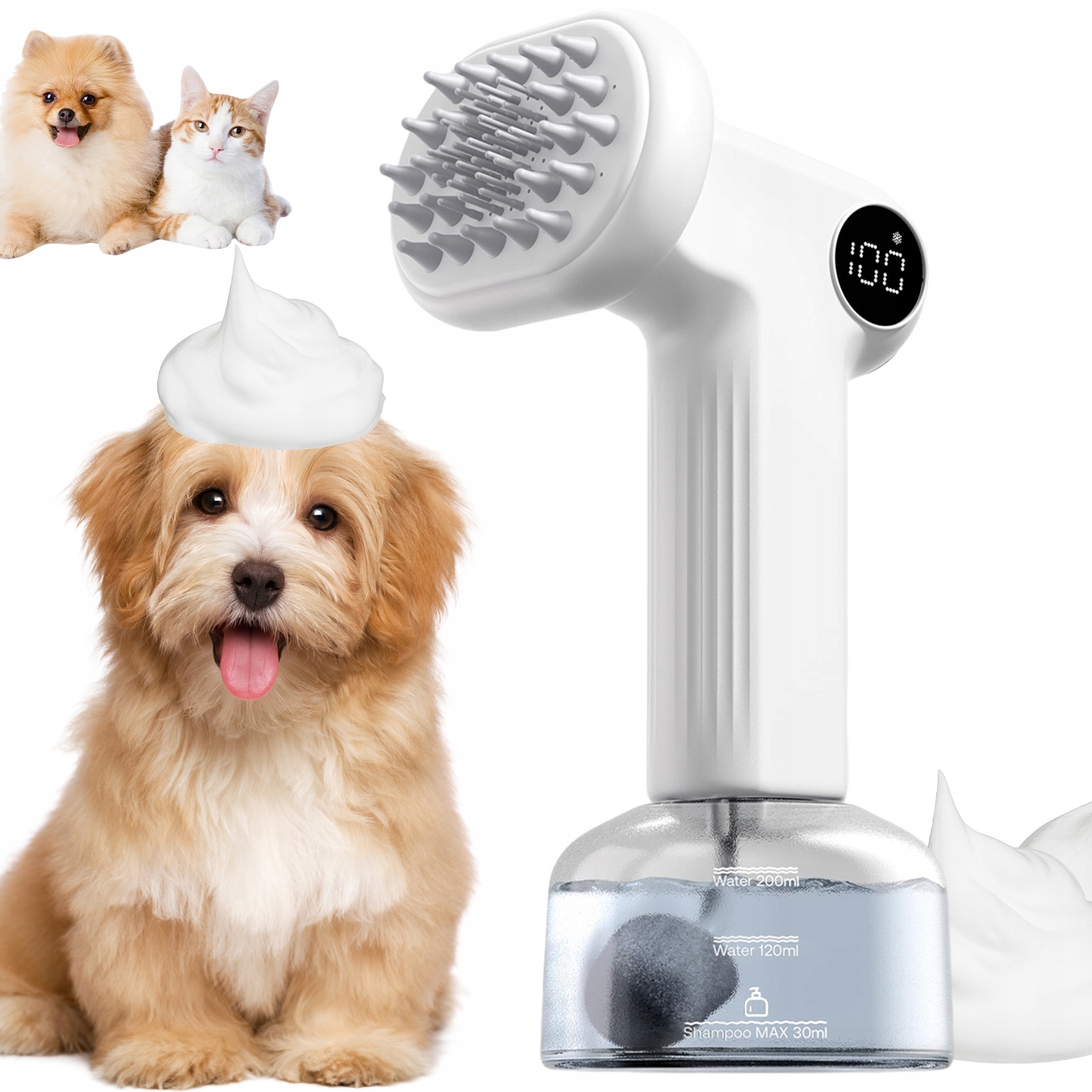 Levně Pěnový Kartáč Pro Kočky Psa Elektrický Pro Péči O Srst Na Usb