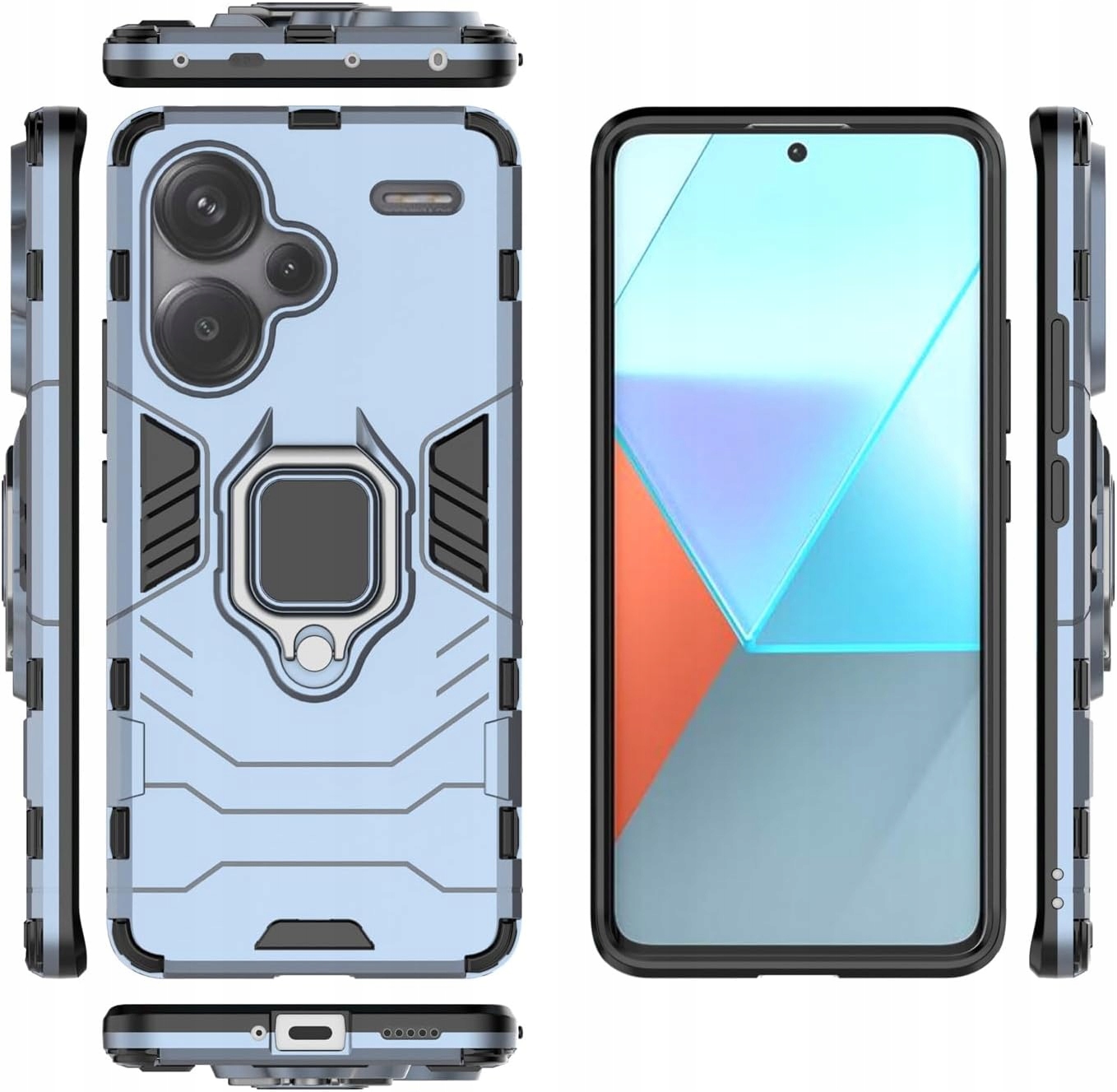 Etui Redmi Note 13 Pro+ 5G Pancerne Niebieskie Pierścień Magnet