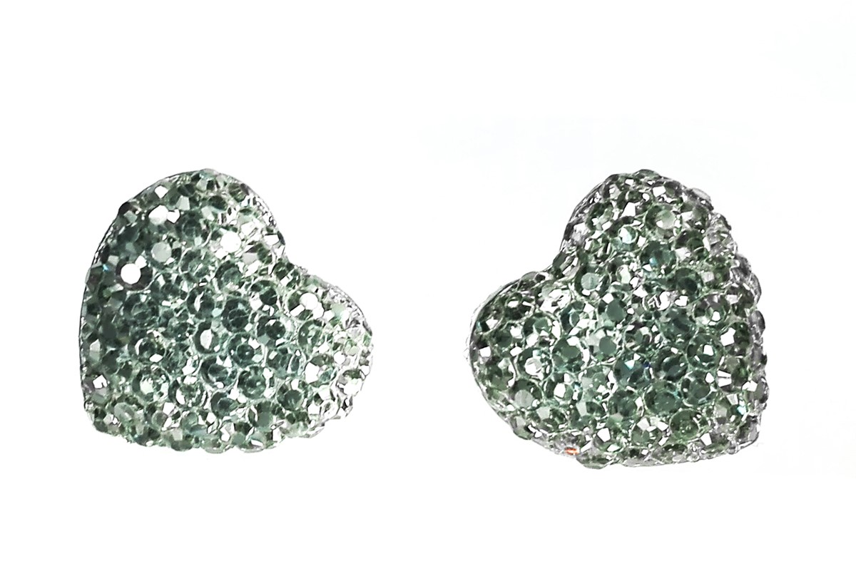 

Kolczyki serca kryształkowe 14 mm ciemnoszary