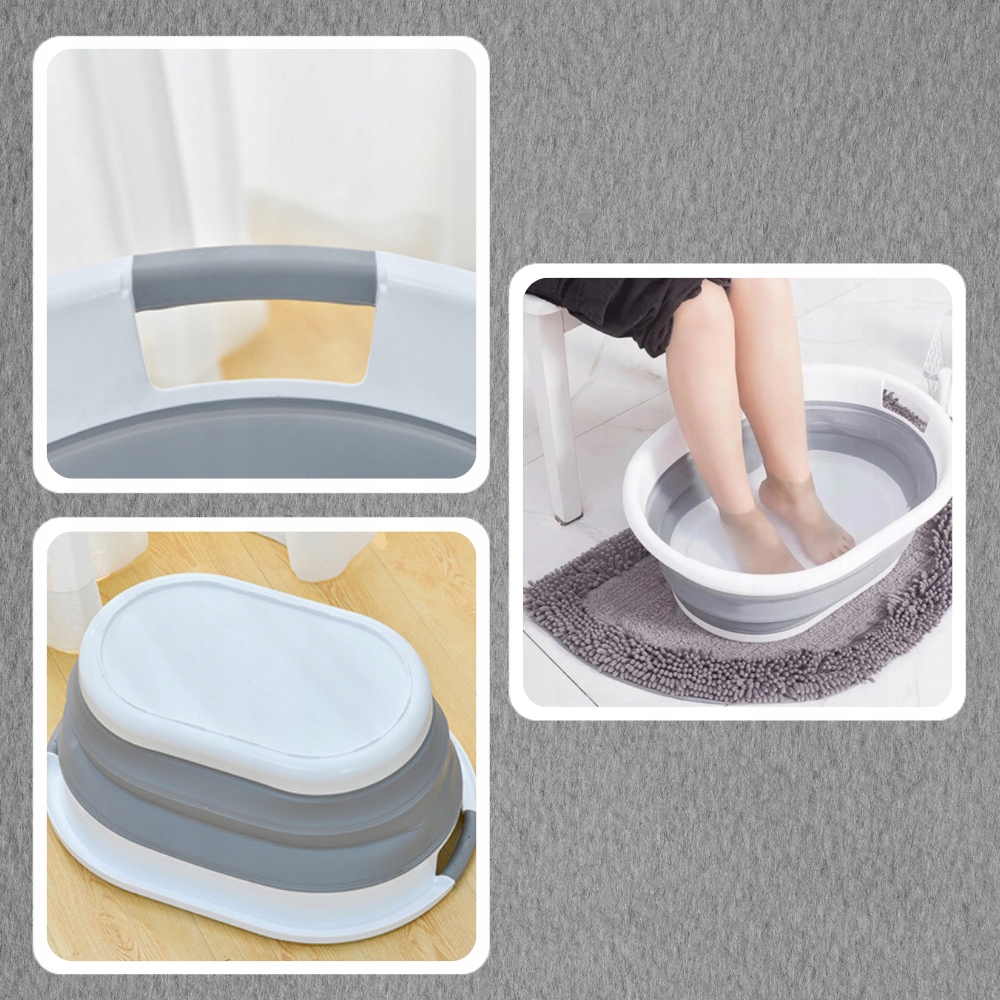 KOSZ NA PRANIE BIELIZNĘ SKŁADANY MISKA SILIKON 25L Kolor biały odcienie szarości i srebra