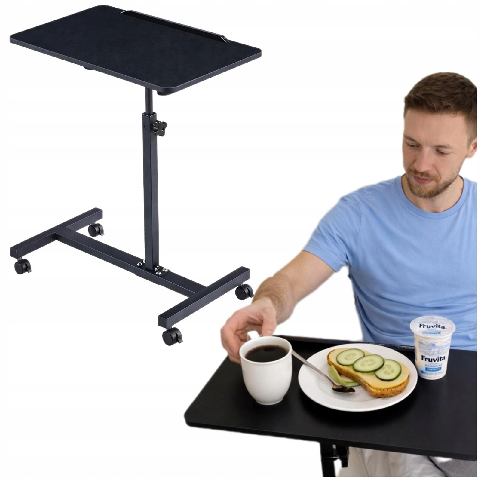 Stolik Przyłóżkowy Na Kółkach Dla Chorego Z Regulacją Mobilny Solidny 20KG