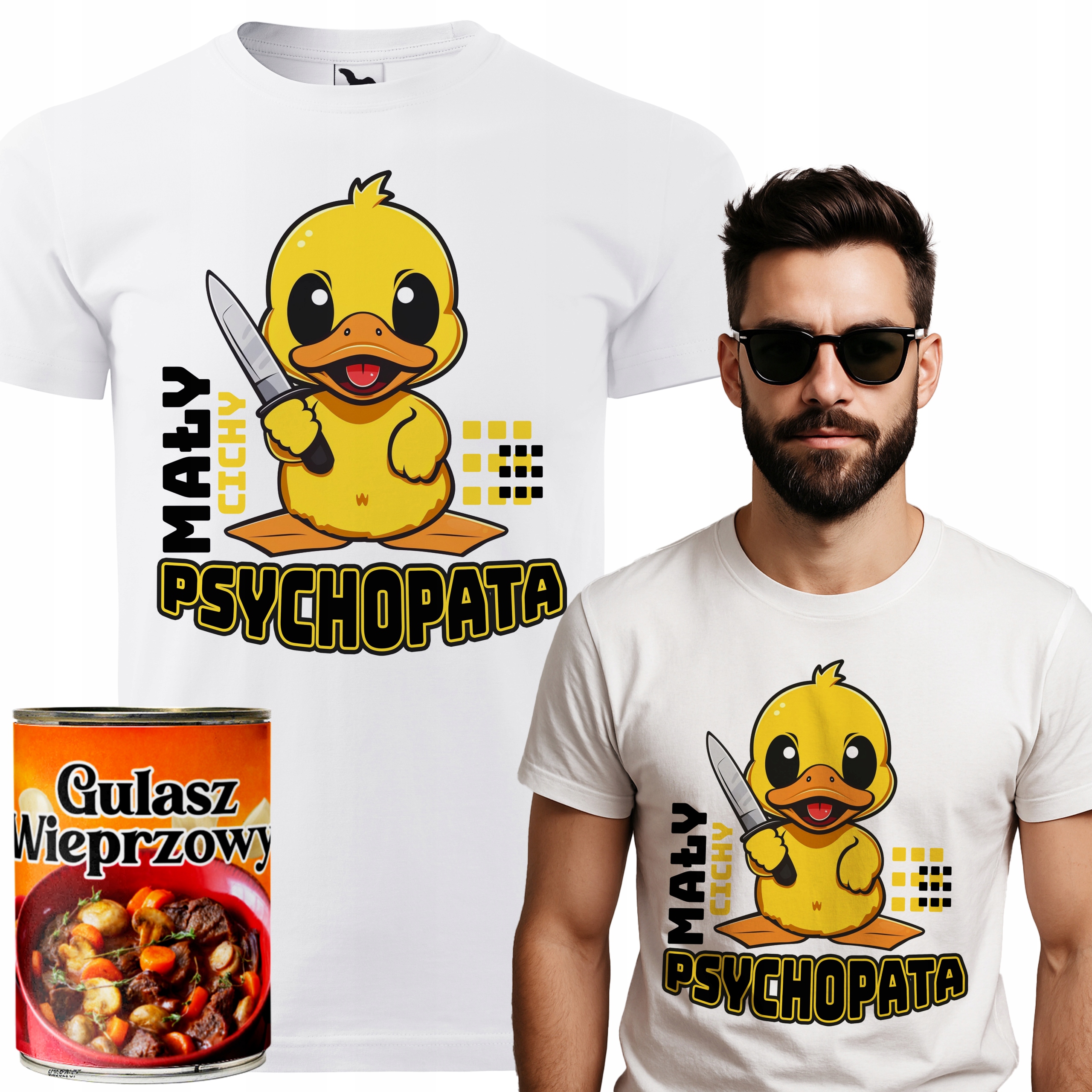 Pánské Tričko Bílé V Plechovce Vel M Malý Tichý Psychopat Dárek