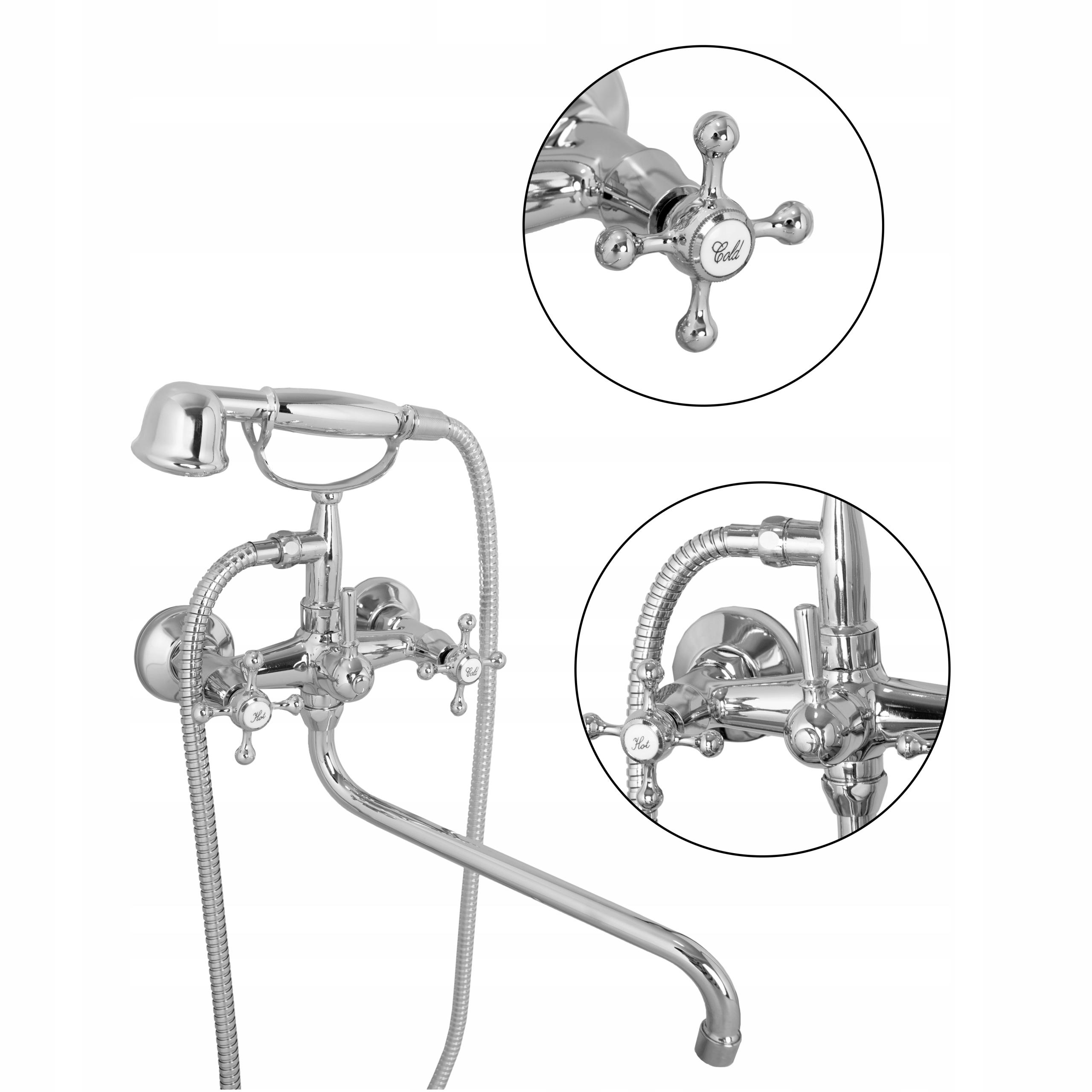 Bateria wannowo-prysznicowa klasyczna chrom retro vintage Linia PERI