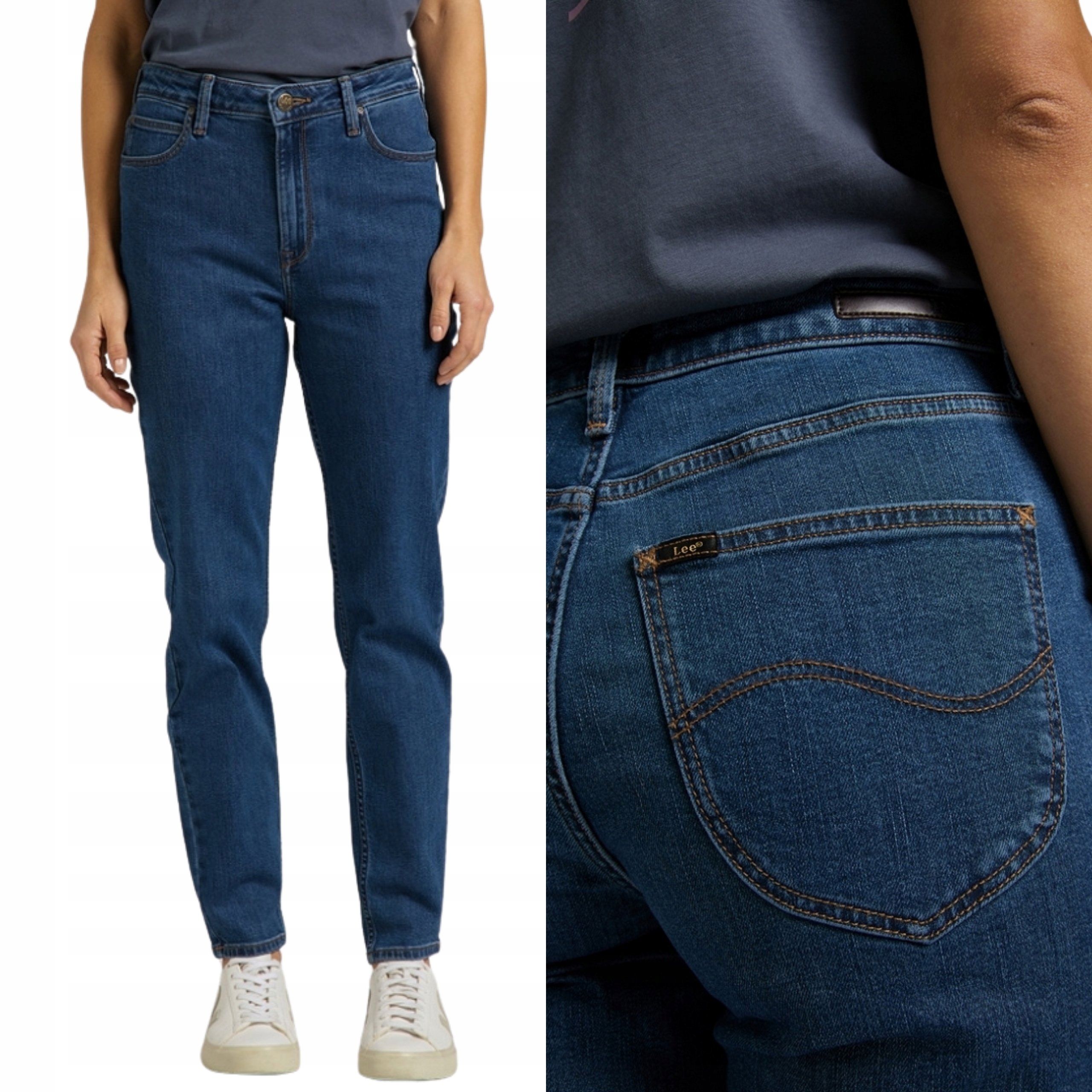 Lee kalhoty High Waist blue Tapered jeans Carol W26 L33