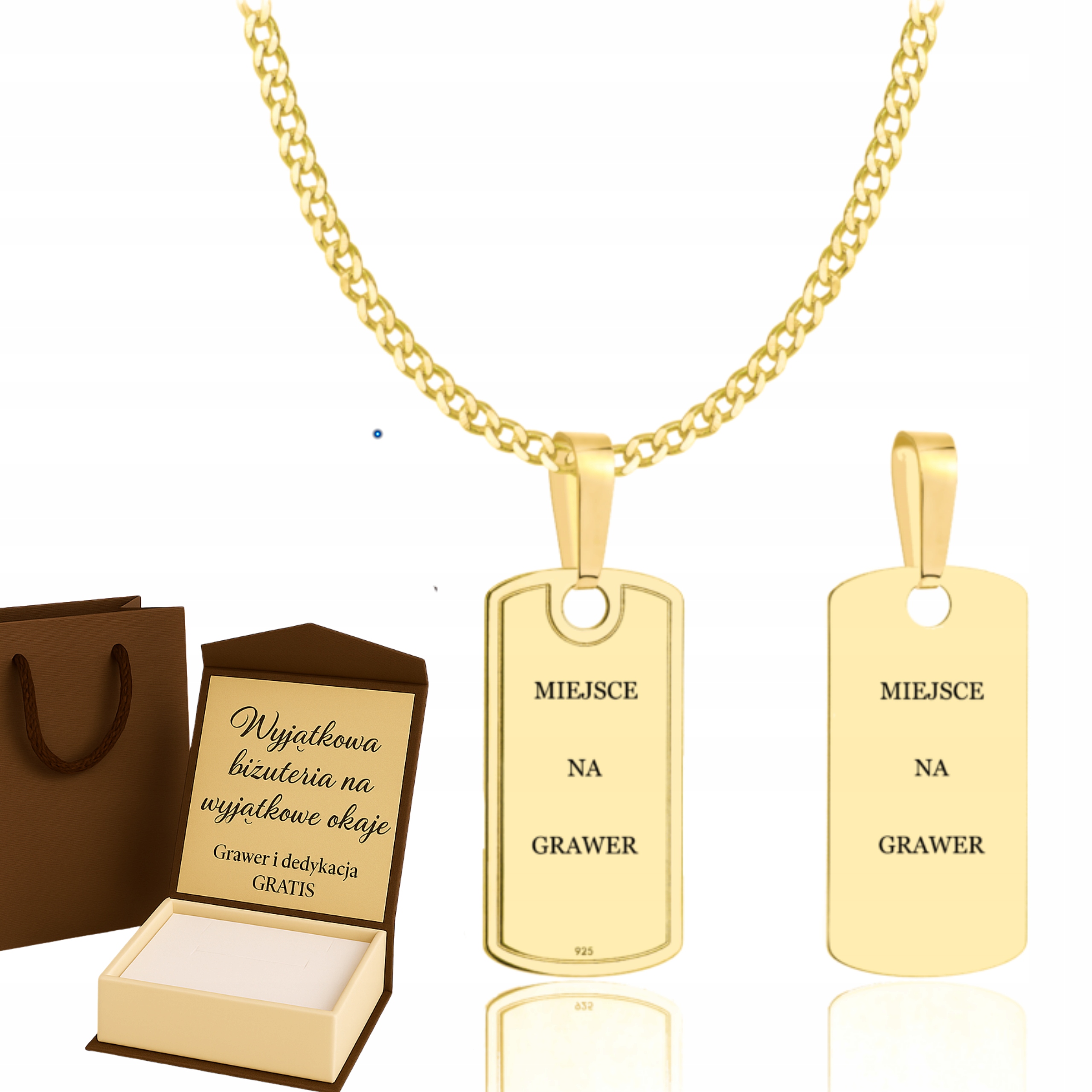 Zlatý Plný Řetízek Dámský Pancíř Vojenská Známka Průměr 585 925 Gravírování