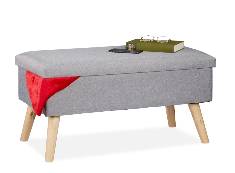 Lavica s úložným priestorom Relaxdays 77 x 39 x 39 cm Šedá