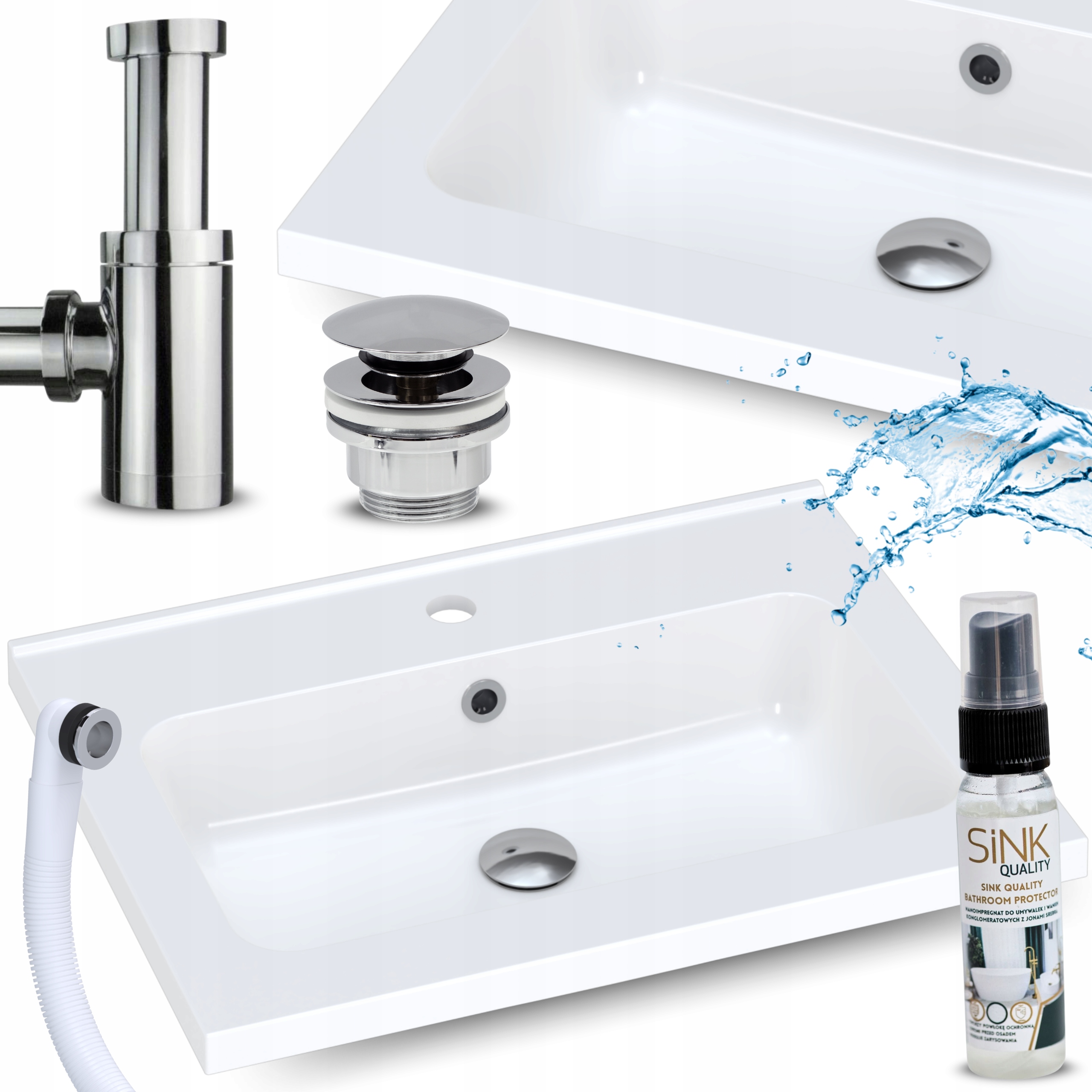 Umyvadlo 60 zapuštěné do desky do koupelny dolomitové S Otvorem Pro Baterii