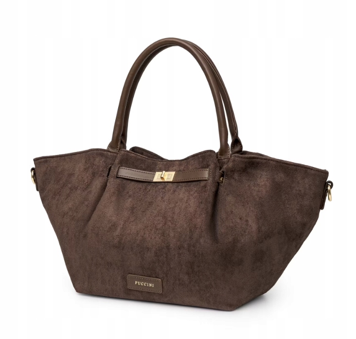 Dámská shopper kabelka z ekologického semiše hnědá Puccini BK1261005D-2