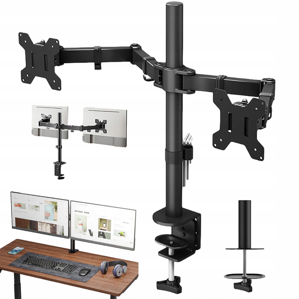 Držák Pro 2 Monitory S Nastavitelnou Výškou Vesa 13-30 Palců Pro Domácí Kancelář