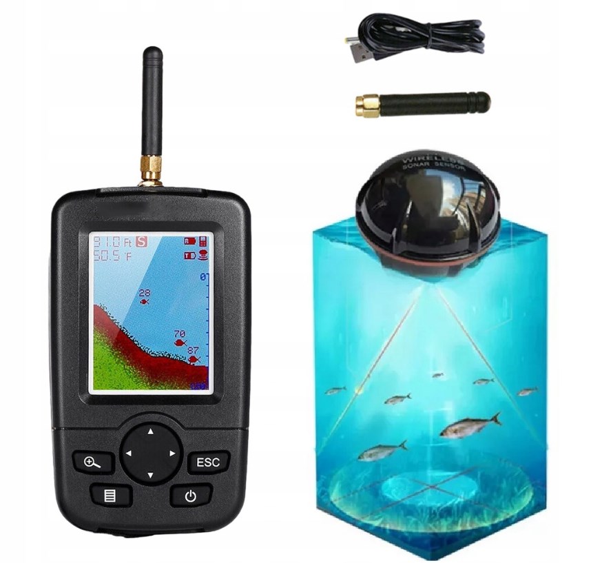 Sonar Wędkarska Echosonda Bezprzewodowa Detektor Wykrywacz Ryb
