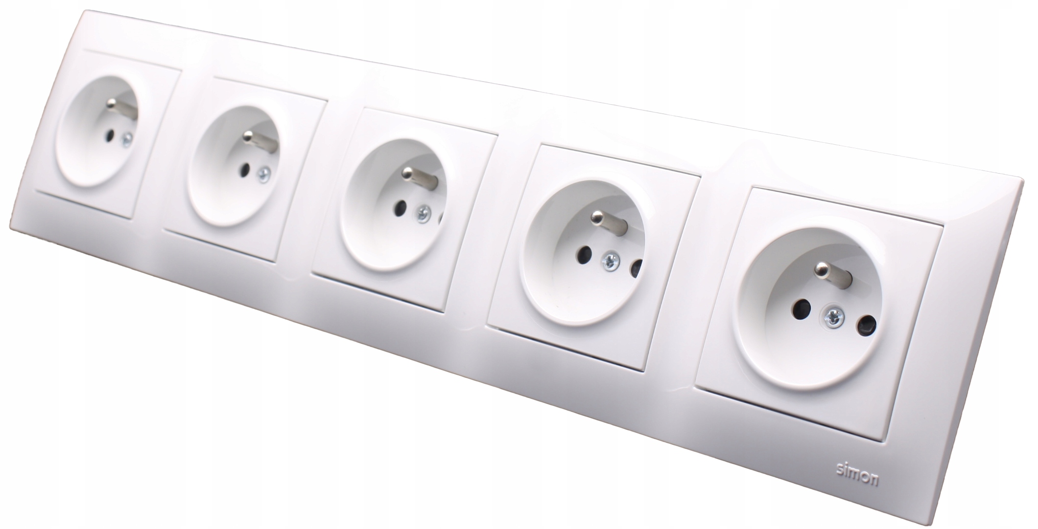 5-násobná zásuvka do kanceláře i domácnosti bílá, sada s rámečkem Kontakt Simon 54