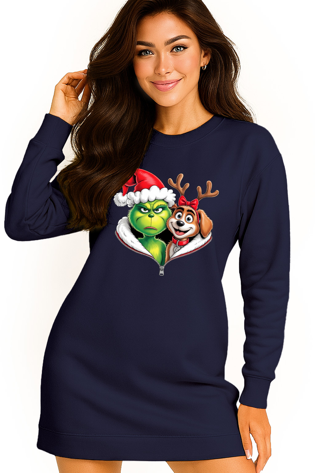 Mikina Vánoční Oversize Šaty Grinch Sob Dárek K Svátku M