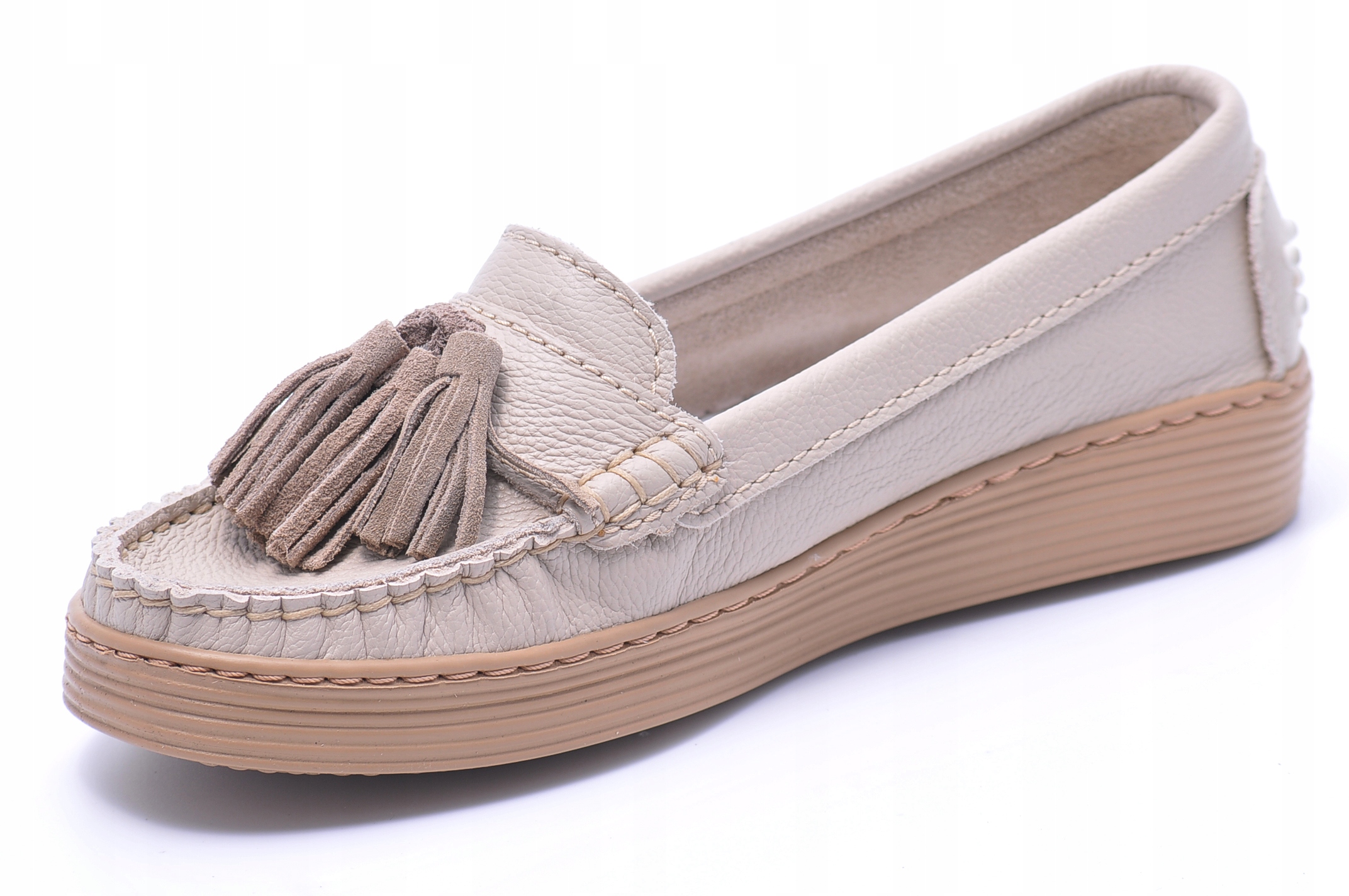 Mokasyny Nessi 18309 Beż lico Rozmiar 39 Kod producenta 18309/ SP beż 416