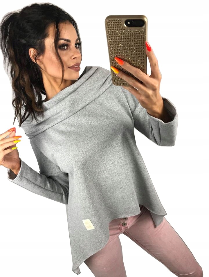 

Asymetryczna Tunika Bluza Sukienka Komin Kaptur L