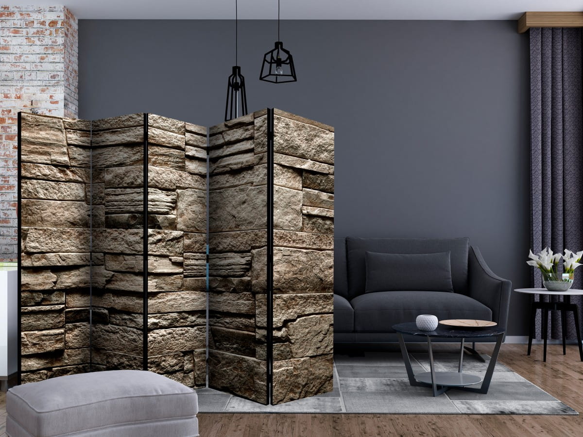 Parawan 5-częściowy - Piękny brązowy kamień II Wysokość parawanu 172 cm