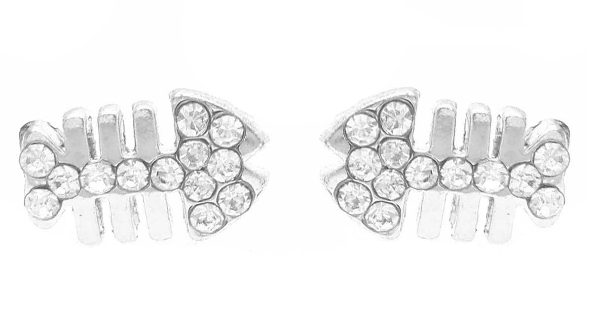 

Kolczyki srebrne fish bone z kryształkami