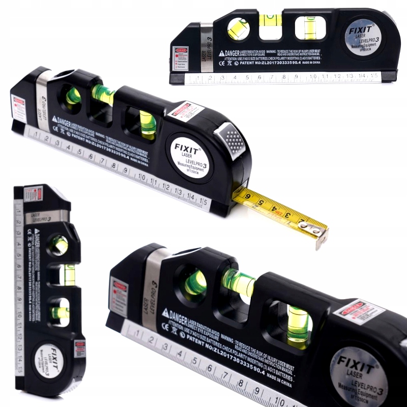 

Poziomica Laserowa Led Z Miarą 250 cm +baterie Pro
