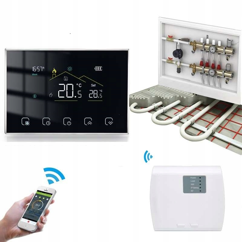 Termostat baterie Tuya WiFi Rf přijímač pro ovládání ohřevu vody 3A