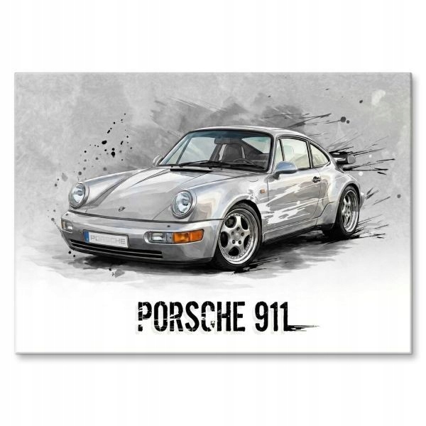 Grafika na kov sportovní auto Porsche 911 plech dárek automobilový průmysl