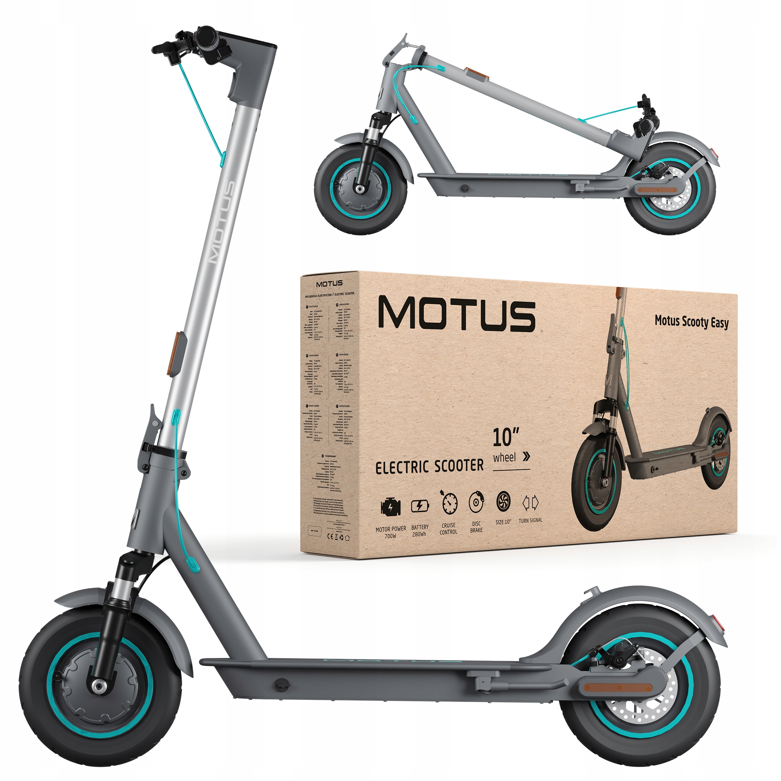Hulajnoga elektryczna Motus Scooty Easy 350W, 10", zasięg do 30km, 7,8 Ah