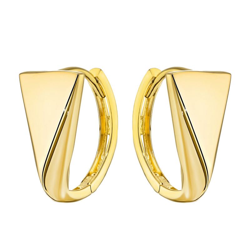 Elegantní Zlaté Náušnice Dámské pr. 585 Kreol Trojúhelníky 14k