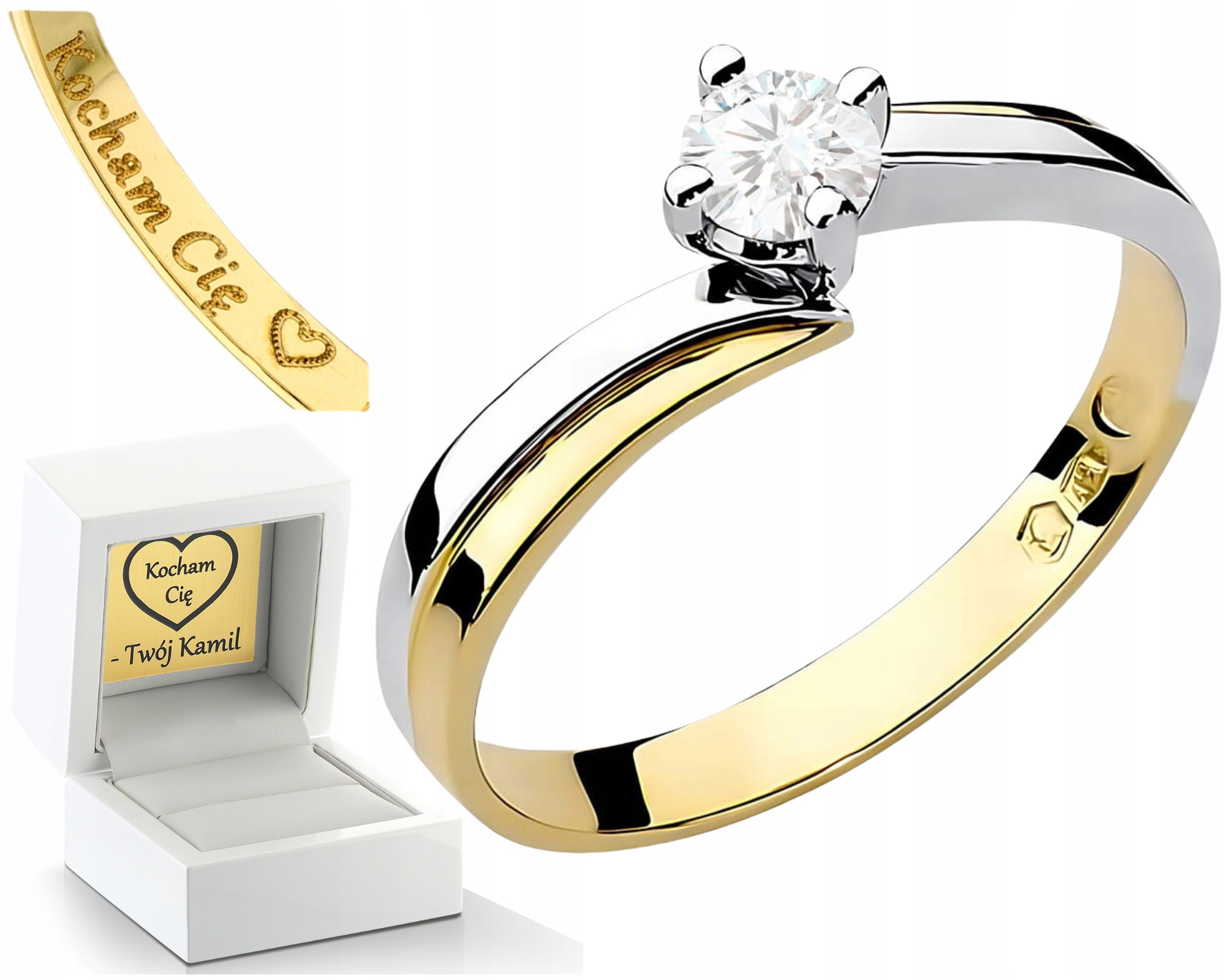 Zlatý Prstýnek Kombinovaný S Bílým Zlatem A Laboratorním Diamantem 585