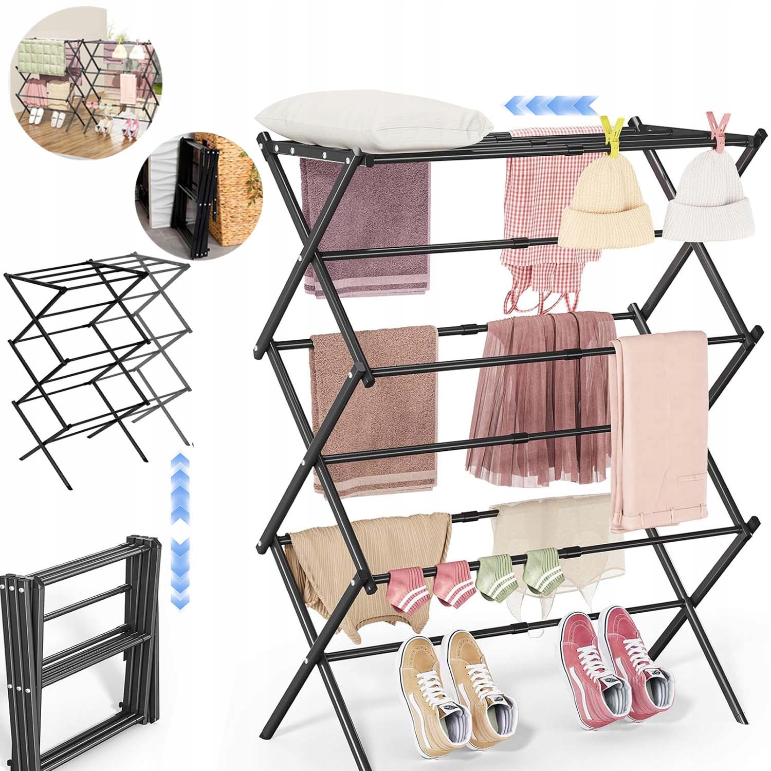 Levně Sušák Stojící Na Prádlo Skládací Věšák 6-ÚROVŇOVÝ Skládací