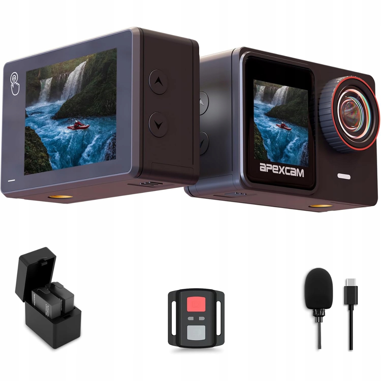 Kamera sportowa 4K z podwójnym ekranem do selfie na kask do nurkowania