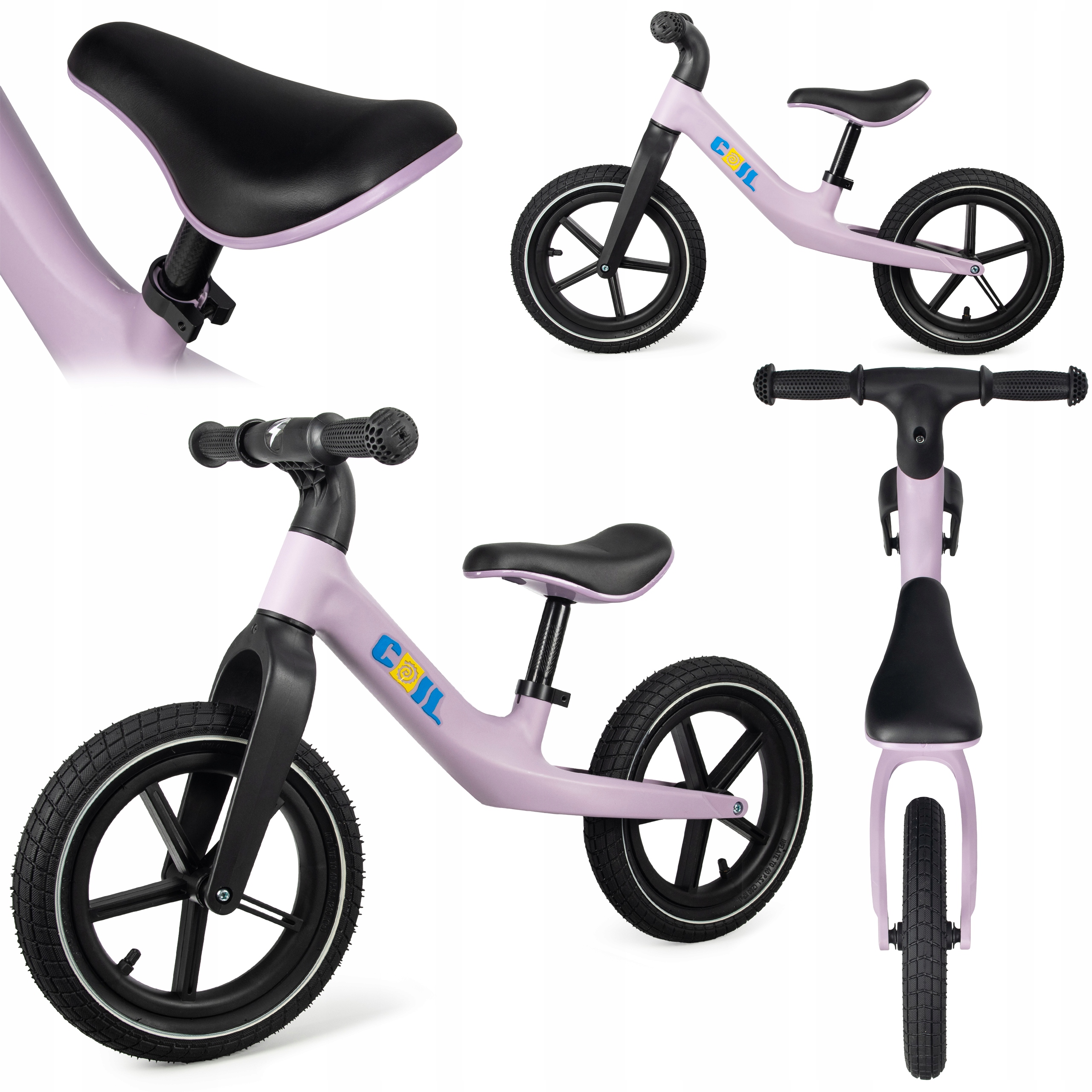 Rowerek Biegowy Dla Dzieci Lekki Pomowane Koła 12" Regulowany Coil Fiolet