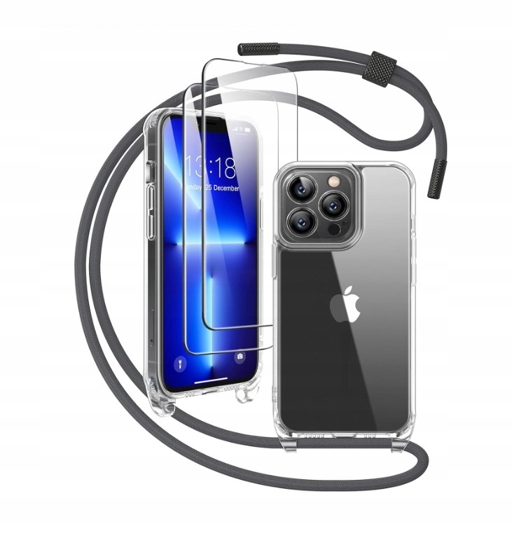 Etui sznurek 2x szkło Gorain do Apple iPhone 13 Pro bezbarwny