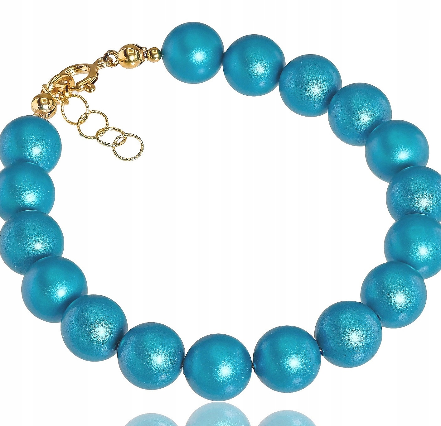 Krystaly Perly Dark Turquoise Náramek Zlaté Stříbro Certifikát