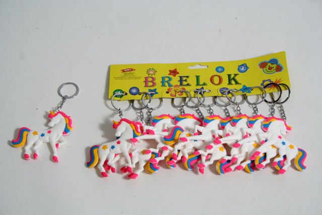 BRELOK GUMOWY Jednorożec 9cm ZESTAW 12SZT